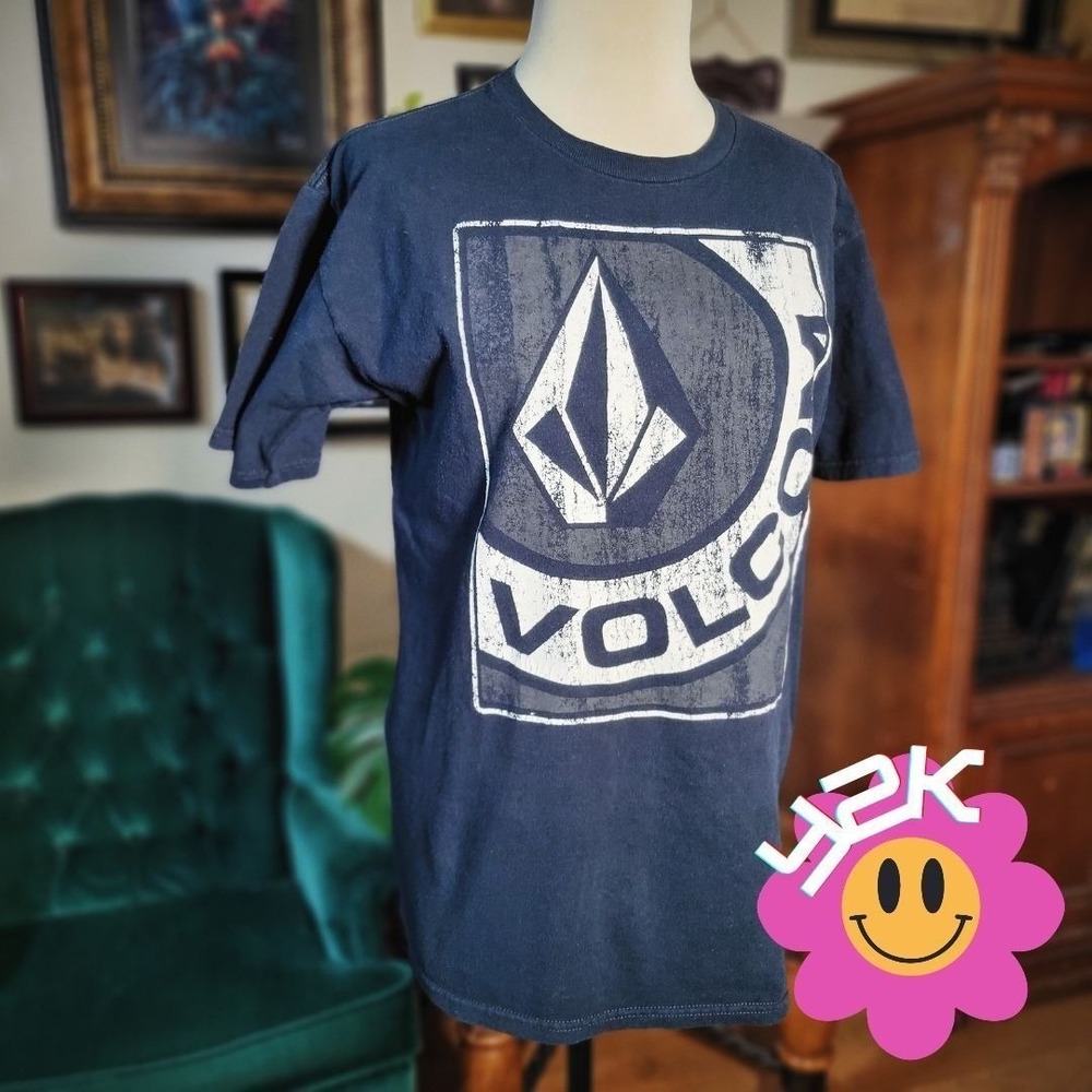 Volcom Graphic T-Shirt Mens Medium Black Y2K Skater Surf Stone Logo Tee Shirt